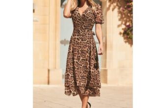 Sosandar Leopard Print Mesh Wrap Jersey Dress