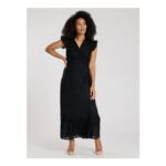 South Beach Black Zebra Jacquard Wrap Midi Dress