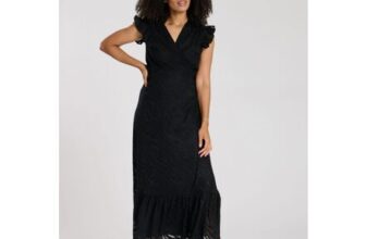 South Beach Black Zebra Jacquard Wrap Midi Dress