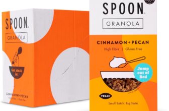 Spoon Cinnamon & Pecan Granola Multipack – High Fibre, Gluten Free, Vegan Breakfast Cereal, 5 x 400 g