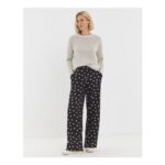 Spot Print Textured Wide Leg Trouser