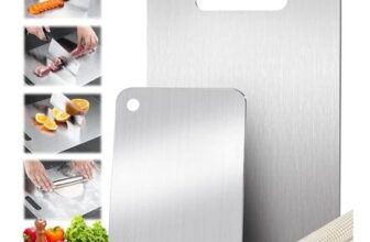 Stainless Steel Dual-Sided Chopping Board with Non-Slip Mat 34x23cm