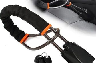 Steering Wheel Lock, Car Steering Wheel to Seat Belt Locks Universal Car Steering Locks Car Lock Anti-Theft Device with 3 Keys High Visibility Black Universal Fit for Cars SUVs Vans and Trucks