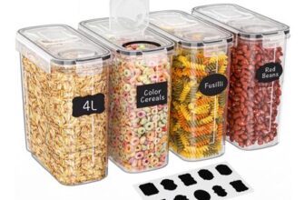 Storivo 4-Piece Airtight Cereal Storage Containers with Lids, 4L, BPA-Free