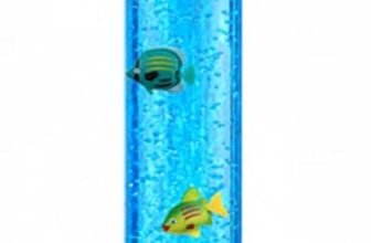Straame 90cm Bubble Fish Lamp, Colour Changing LED Light, Sensory Room Decor & Mood Lamp, Includes Artificial Tropical Fish, Adjustable Bubble Tube, Plug-in Power, Rose-Gold Base