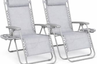 Straame Zero Gravity Chairs Set of 2,Folding Reclining Garden Chairs, Textilene Outdoor Chair, Lockable 170 Sun Loungers for Garden, Steel Frame, 150 kg Max Load(Classic, Silver Grey)
