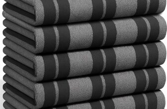 Stripe Designed Tea Towels for Kitchen – 100% Cotton Super Absorbent & Quick Drying Hotel Quality Kitchen Towels Set 70 x 50 cm – Machine Washable (Grey & Dark Grey, 5 Pack)