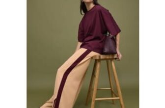 Studio Edit Camel Side Stripe Split Hem Trousers