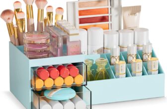 Subsky Makeup Organiser Cosmetics Storage with Drawers, Skincare Organiser, Offices Multi-function Organizer, Cosmetic Storage Box with Drawers, for Dresser, Bedroom, Bathroom, Blue