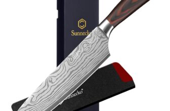 Sunnecko Chef Knife 8 inch, Kitchen Knives with Sharp High Carbon Stainless Steel Blade Professional Chefs Knives, Pakkawood Handle Knife for Kitchen with Shealth