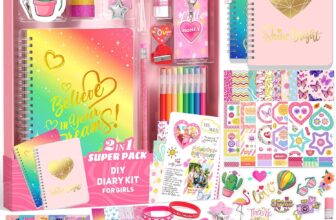 Sunrad 2-Pack Mega DIY Journal Kit for Girls,DIY Journal Set for Teen Girl,Birthday Diary Gifts for 8 9 10 11 12 13 14 Year Olds Girls,Stationery Set, Scrapbook Kit & Diary Art Crafts Supplies