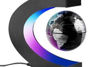 Surplex Floating World Globe with Colored LED Lights C Shape, Magnetic Field Levitation Gravity UK Plug – Sold By Surplex Market/FBA