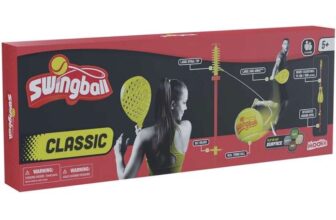 Swingball Classic Original Red and Yellow Outdoor Game – Real Tennis Ball and 2 Championship Bats