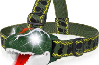 T-Rex Headlamp – LED Head Torch for Kids 3 Modes Flashlights Camping Accessories Dinosaur Toys for Boys Outdoor Indoor Kids Toys Reading Running Hiking Fishing Gifts Stocking Stuffers