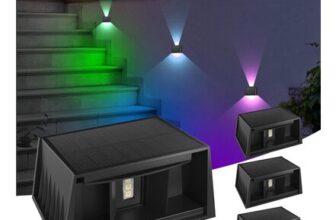 T-SUN Solar Fence Lights IP65 RGB Adjustable Beam 4-Pack