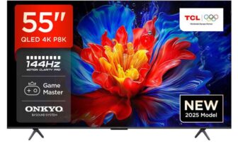 TCL 55P8K 55 Smart 4K Ultra HD HDR QLED TV 144 Hz Motion Clarity Onkyo Speakers and Dolby Atmos 5 Year Warranty