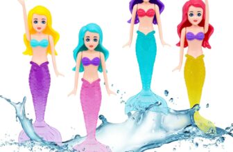 TOPWAYS Pool Diving Toy Set 4 Diving Crystal Mermaids Diving Torpedoes Swimming Underwater Pool Training Toys Diving Games Training Childrens Gifts (Mermaid (Crystal))