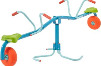 TP TOYS Spiro Spin Teeter Totter Outdoor Seesaw for 3-8 Year Old Kids, Bounces and Spins 360 Degrees, Develop Balance and Co-ordination, Garden and Outdoor See Saw, Blue