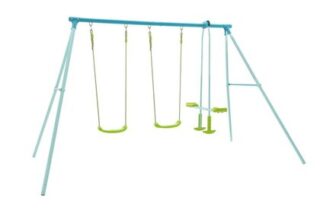 TP Toys Double Swing Set with Glider, Steel Frame, 3-10