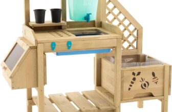 TP Toys Wooden Deluxe Potting Bench – Includes Pots, Water Butt And Splash Tray. Viewing Window So Children Can Peek And See How Their Vegetables Are Growing, Made From Fsc Certified Wood – 3 Years