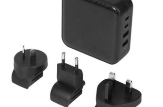 Targus APA109GL 100W GaN Travel Wall Charger ( UK/EU/US/AU / 4 Port / PD3.1 / Quick Charge QC3 / Dual 100W USB-C ports ) free 40W cable