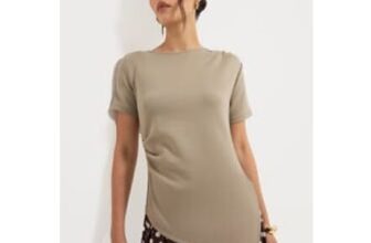 Taupe Asymmetric T Shirt