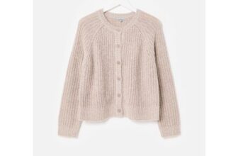 Taupe Fisherman Rib Crew Neck Cardigan