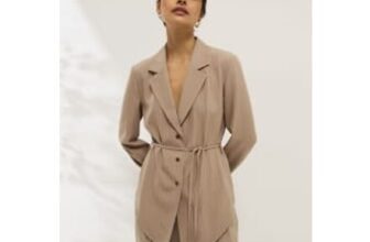 Taupe Pinstripe Tie Waist Tailored Shirt Price