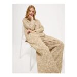 Taupe Shibori Wide Leg Trousers