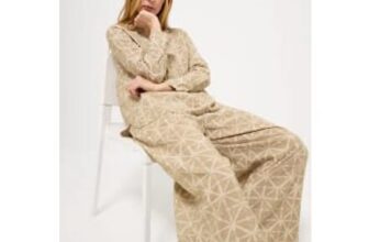 Taupe Shibori Wide Leg Trousers