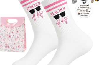 Teacher Gifts, Funny Best Teacher Gifts Socks Set with Keychain and Gift Bag, Personalised Cotton Socks, End of Term Thank You Presents for Women, Teacher Appreciation Christmas Birthday