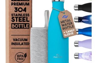 Teal Vacuum Insulated 500ml Water Bottle with Carry Sleeve
