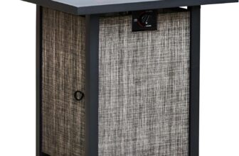 Teamson Home Outdoor Garden Large Woven Metal Propane Gas Fire Pit Table Burner, Smokeless Firepit, Patio Furniture Heater with Lava Rocks and Cover multi-color