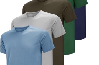 Teesmen Mens Sports T-Shirts 5 Pack Quick Dry Moisture Wicking Breathable Plain Short Sleeve Crew Neck Sports Gym Running Workout