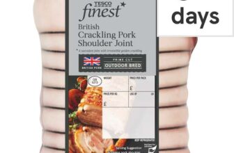 Tesco Finest British Crackling Pork Shoulder Joint – per kg – Clubcard Price