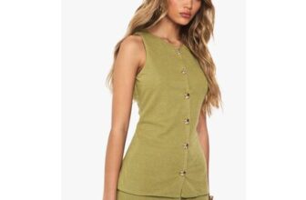 Textured Button through Waistcoat