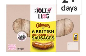 The Jolly Hog Colmans 6 British Sausages 400g (Clubcard)