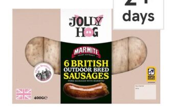 The Jolly Hog Marmite 6 British Sausages 400g (Clubcard)