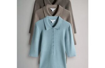 The Set 3 Pack Knitted Ribbed Polo Tops Brown/Neutral/Blue