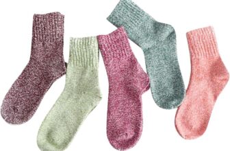 Thick Wool Socks Women 5 Pairs Warm Casual Sports Socks Calf-Length Breathable Moisture-Wicking Chunky Socks for Walking Hiking Running