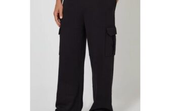 Threadbare Black Wide Leg Cargo Joggers