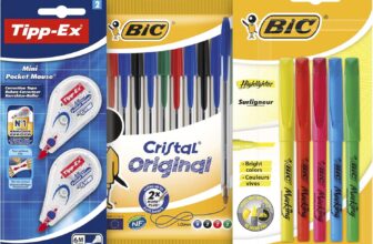 Tipp-Ex Mini Pocket Mouse Correctors, BIC Cristal Original Ball Pens, BIC Highlighter Pens – Assorted Colours, Lot of 1, silver
