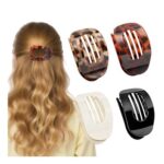 Tizanfenor 4 Pcs Flat Hair Claw Clips, Non-Slip, Curved