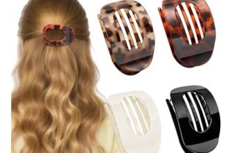 Tizanfenor 4 Pcs Flat Hair Claw Clips, Non-Slip, Curved