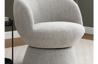 Tom Natural Woven Chenille Swivel Accent Tub Chair