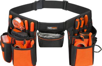 Tool Belt with Multiple Pockets, Adjustable Tool Belts Pouch Heavy-Duty Work Belt for Electricians, Carpenters & Plumbers