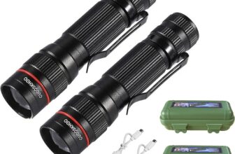 Torches Led Super Bright, Tactical Flashlights Rechargeable, Mini Small Pocket Torch High Lumen 3 Modes Handheld Lantern Light for Camping Hiking Fishing Outdoor Activities 2 Pack