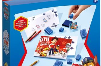 Totum Paw Patrol Stamp Set, Black with Motif Stamps, Ink Pad, Colourful Pens and Colouring Pad, Gift for Children from 3 Years