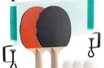 Toyrific Baseline Table Tennis Ping Pong Set with 2 Bats, 3 Balls And Net, Outdoor Indoor Family Games