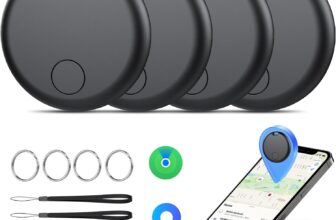 Tracker Tags Bluetooth Item Finder-4PackCompatible with Apple Find My APP (iOS Only) Replaceable Battery, IP67 Waterproof, Suitable for Luggage, Bags, Wallets, Backpacks, Keys Tracking Tag, Black